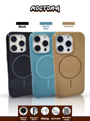 Glossy Protective iPhone Case with Magnetic Wireless Charging Support