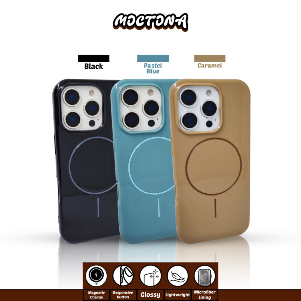 Glossy Protective iPhone Case with Magnetic Wireless Charging Support