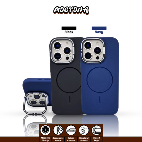 Elegant Matte iPhone Case with Kickstand Frame Camera Guard Magnetic Wireless Charging Support