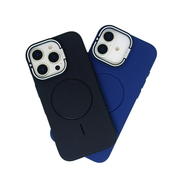 Elegant Matte iPhone Case with Kickstand Frame Camera Guard Magnetic Wireless Charging Support