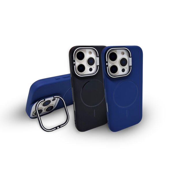 SBR-000002 Elegant Matte iPhone Case with Kickstand Frame Camera Guard Magnetic Wireless Charging Support