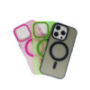 Frosted Protective iPhone Case with Neon Accents Wireless Charging Support