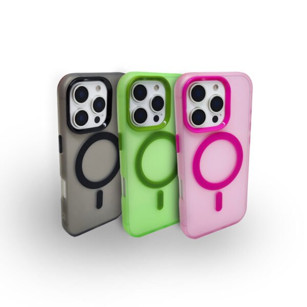 SBR-000004 Frosted Protective iPhone Case with Neon Accents Wireless Charging Support