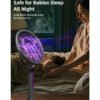 AA-EN-000002-12 Smart Electric Mosquito Swatter with 90° Rotating Head & Extendable Handle, Type-C Rechargeable Bug Zapper, Wall-Mount Mosquito Trap Lamp with Safety Mesh & Auto-Discharge