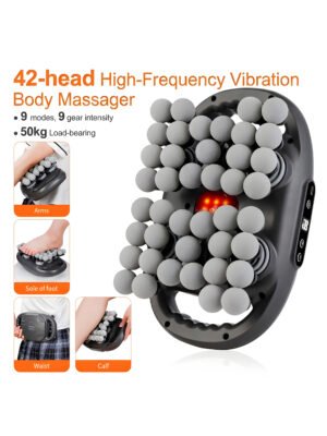 42-Head Electric Body Massager with Red Light Therapy, 9-Speed High-Frequency Deep Tissue Muscle Massager for Back, Neck, Shoulders, Waist, Legs & Feet