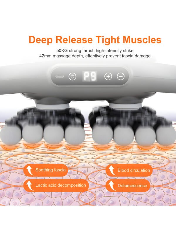 AA-FS-000002-6 42-Head Electric Body Massager with Red Light Therapy, 9-Speed High-Frequency Deep Tissue Muscle Massager for Back, Neck, Shoulders, Waist, Legs & Feet