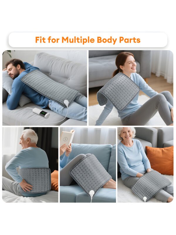 AA-HM-000002-4 Electric Heating Pad for Back Pain & Cramps Relief, Ultra Soft Plush Heating Mat with 9 Adjustable Temperature Levels, 4 Auto-Off Timers, Machine Washable