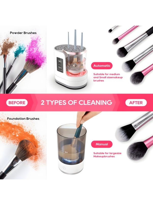 3-in-1 Electric Makeup Brush Cleaner and Dryer Machine with Air Dryer, USB Rechargeable Automatic Cosmetic Brush Washing