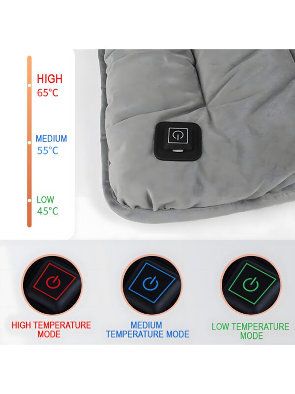 AA-HM-000004-5 USB Heated Seat Cushion, 45cm Portable Electric Heating Pad with 3 Temp Levels & Non-Slip Base for Office, Car & Pets