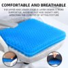 Double Thick Gel Seat Cushion, Breathable Honeycomb Pressure Relief Cushion for Office Chair, Car & Wheelchair with Non-Slip Cover