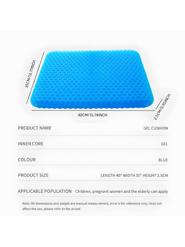Double Thick Gel Seat Cushion, Breathable Honeycomb Pressure Relief Cushion for Office Chair, Car & Wheelchair with Non-Slip Cover