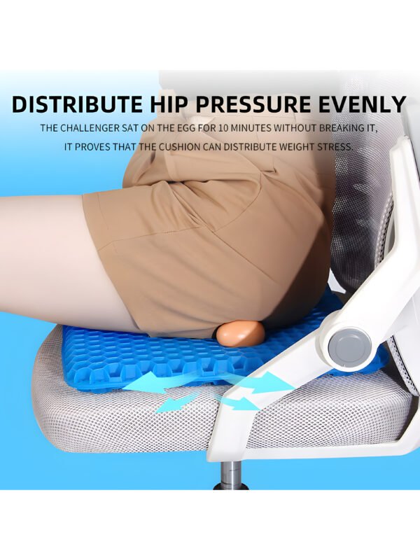 Double Thick Gel Seat Cushion, Breathable Honeycomb Pressure Relief Cushion for Office Chair, Car & Wheelchair with Non-Slip Cover