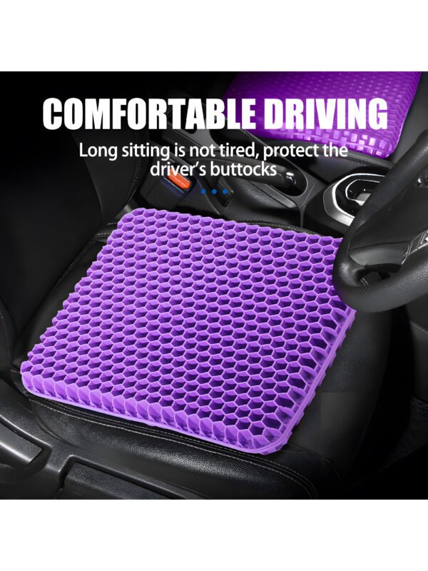 Double Thick Gel Seat Cushion, Breathable Honeycomb Pressure Relief Cushion for Office Chair, Car & Wheelchair with Non-Slip Cover