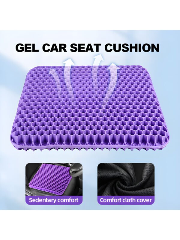 Double Thick Gel Seat Cushion, Breathable Honeycomb Pressure Relief Cushion for Office Chair, Car & Wheelchair with Non-Slip Cover