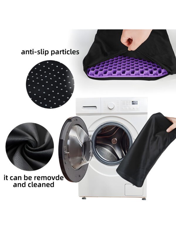 Double Thick Gel Seat Cushion, Breathable Honeycomb Pressure Relief Cushion for Office Chair, Car & Wheelchair with Non-Slip Cover