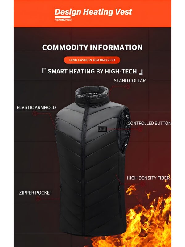 21-Zone USB Electric Heated Vest for Men & Women – Lightweight Winter Heating Jacket with 3 Heat Levels, Fast Heating, Graphene Thermal Vest for Outdoor Sports & Work