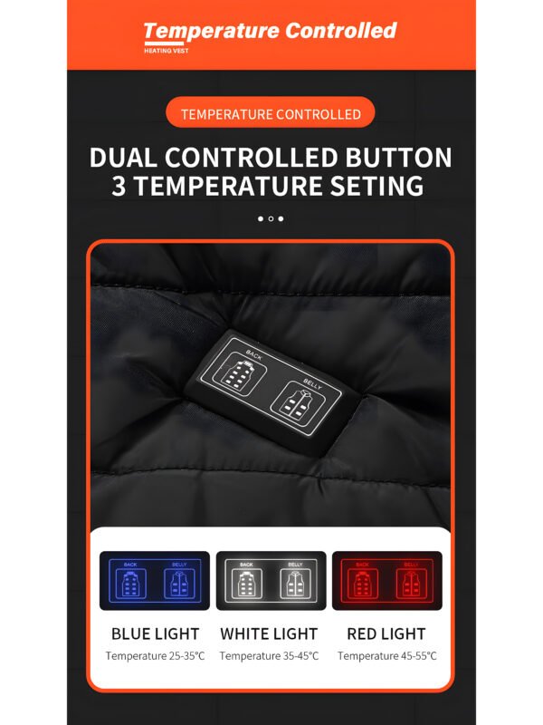 21-Zone USB Electric Heated Vest for Men & Women – Lightweight Winter Heating Jacket with 3 Heat Levels, Fast Heating, Graphene Thermal Vest for Outdoor Sports & Work