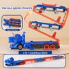 SP-TO-000001-4 3-in-1 Dinosaur Car Carrier Truck with Racing Track, Toy Car Storage, 12 Toy Cars, Transporter Playset for Kids Ages 3-8