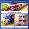 SP-TO-000001-5 3-in-1 Dinosaur Car Carrier Truck with Racing Track, Toy Car Storage, 12 Toy Cars, Transporter Playset for Kids Ages 3-8