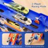 SP-TO-000001-7 3-in-1 Dinosaur Car Carrier Truck with Racing Track, Toy Car Storage, 12 Toy Cars, Transporter Playset for Kids Ages 3-8