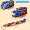 SP-TO-000001-8 3-in-1 Dinosaur Car Carrier Truck with Racing Track, Toy Car Storage, 12 Toy Cars, Transporter Playset for Kids Ages 3-8