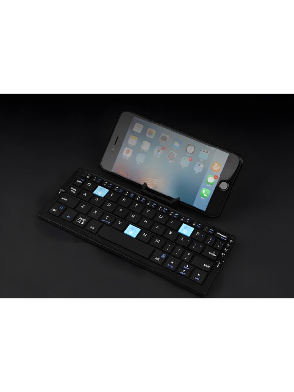 Ultra-Slim Foldable Bluetooth Keyboard with Built-in Phone & Tablet Stand – Multi-Device Wireless Pocket Keyboard for iOS, Android & Windows