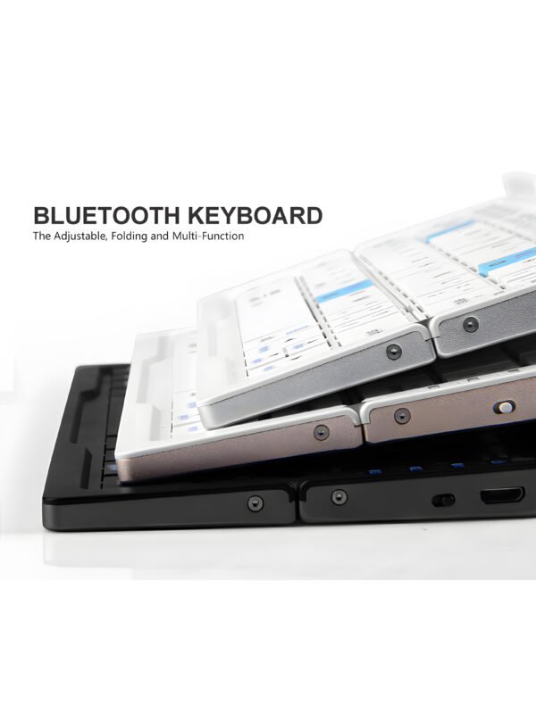 Ultra-Slim Foldable Bluetooth Keyboard with Built-in Phone & Tablet Stand – Multi-Device Wireless Pocket Keyboard for iOS, Android & Windows