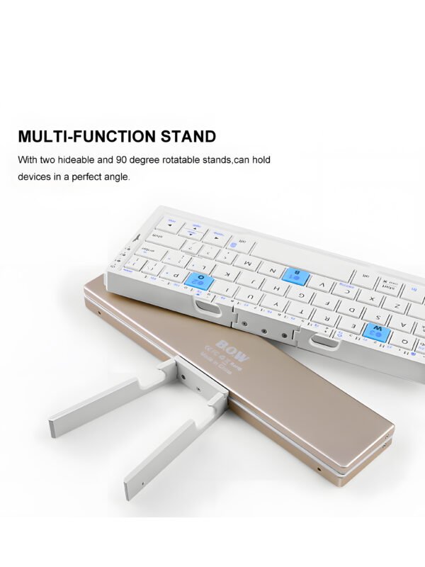 Ultra-Slim Foldable Bluetooth Keyboard with Built-in Phone & Tablet Stand – Multi-Device Wireless Pocket Keyboard for iOS, Android & Windows