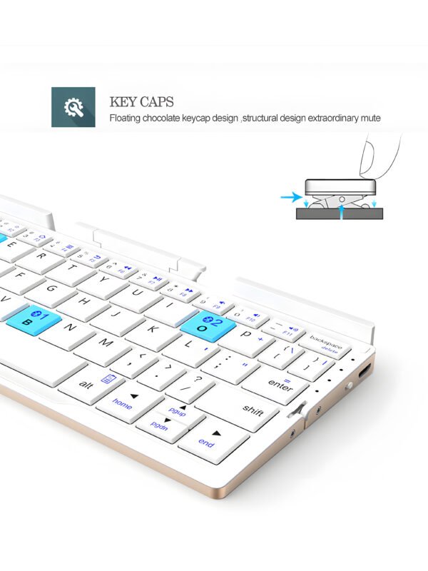 Ultra-Slim Foldable Bluetooth Keyboard with Built-in Phone & Tablet Stand – Multi-Device Wireless Pocket Keyboard for iOS, Android & Windows