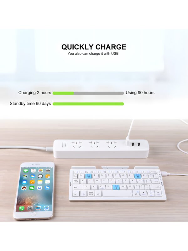 Ultra-Slim Foldable Bluetooth Keyboard with Built-in Phone & Tablet Stand – Multi-Device Wireless Pocket Keyboard for iOS, Android & Windows