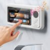 Waterproof Shower Phone Holder with Built-in Bluetooth Speaker, 360° Rotation Anti-Fog Wall Mount Phone Case