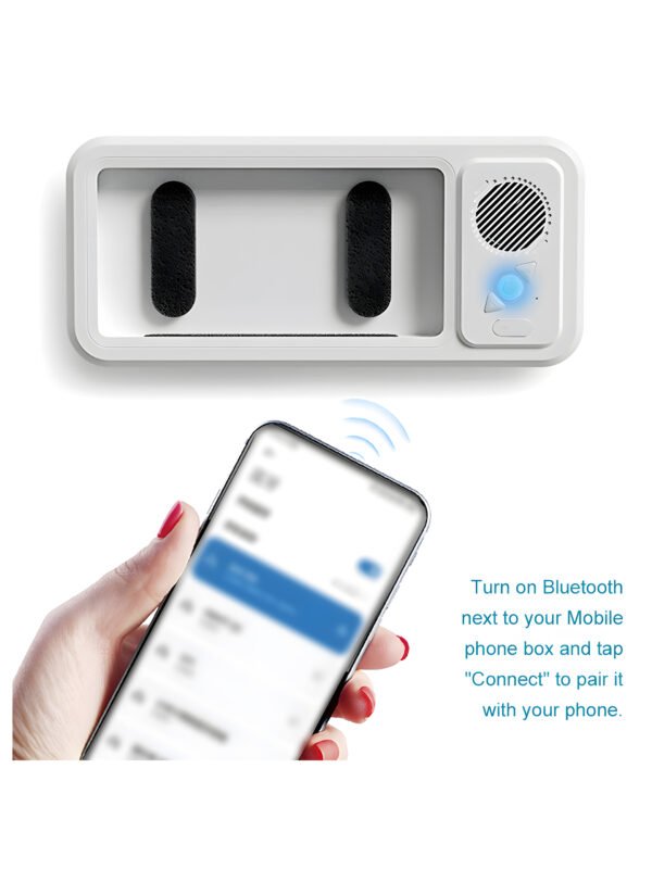 Waterproof Shower Phone Holder with Built-in Bluetooth Speaker, 360° Rotation Anti-Fog Wall Mount Phone Case