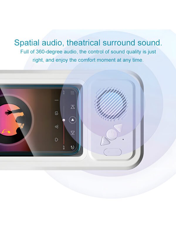 Waterproof Shower Phone Holder with Built-in Bluetooth Speaker, 360° Rotation Anti-Fog Wall Mount Phone Case