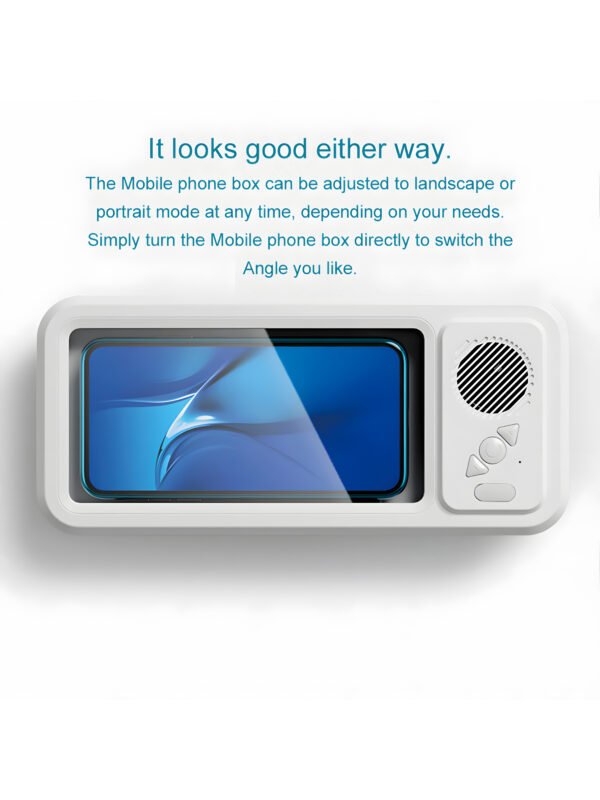 Waterproof Shower Phone Holder with Built-in Bluetooth Speaker, 360° Rotation Anti-Fog Wall Mount Phone Case