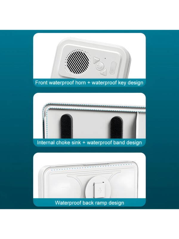 Waterproof Shower Phone Holder with Built-in Bluetooth Speaker, 360° Rotation Anti-Fog Wall Mount Phone Case