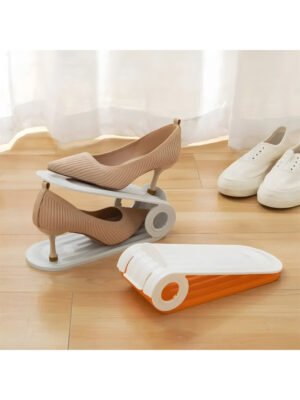 (5 PCS) Adjustable Shoe Organizer, Double Deck Shoe Stacker Space Saver, Non-Slip Shoe Holder for Closet Storage & Organization