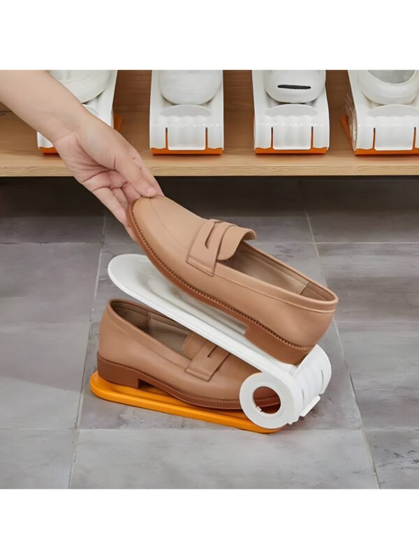 (5 PCS) Adjustable Shoe Organizer, Double Deck Shoe Stacker Space Saver, Non-Slip Shoe Holder for Closet Storage & Organization