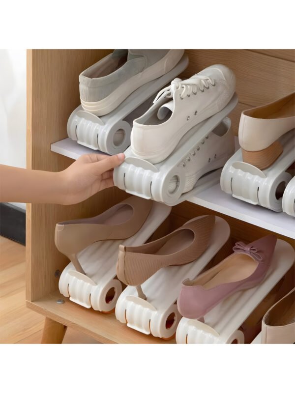 (5 PCS) Adjustable Shoe Organizer, Double Deck Shoe Stacker Space Saver, Non-Slip Shoe Holder for Closet Storage & Organization