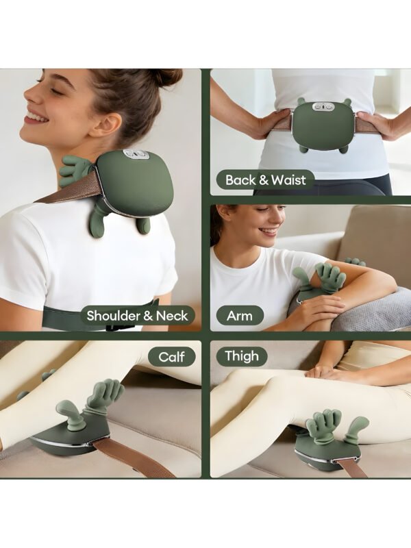 Wireless Neck and Shoulder Massager with Heat, 5-Finger Bionic Trapezius Massager, 3 Modes & Hot Compress, Lightweight Hands-Free Cordless Shiatsu Electric Massager for Pain Relief