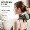 Wireless Neck and Shoulder Massager with Heat, 5-Finger Bionic Trapezius Massager, 3 Modes & Hot Compress, Lightweight Hands-Free Cordless Shiatsu Electric Massager for Pain Relief