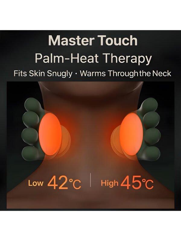 Wireless Neck and Shoulder Massager with Heat, 5-Finger Bionic Trapezius Massager, 3 Modes & Hot Compress, Lightweight Hands-Free Cordless Shiatsu Electric Massager for Pain Relief