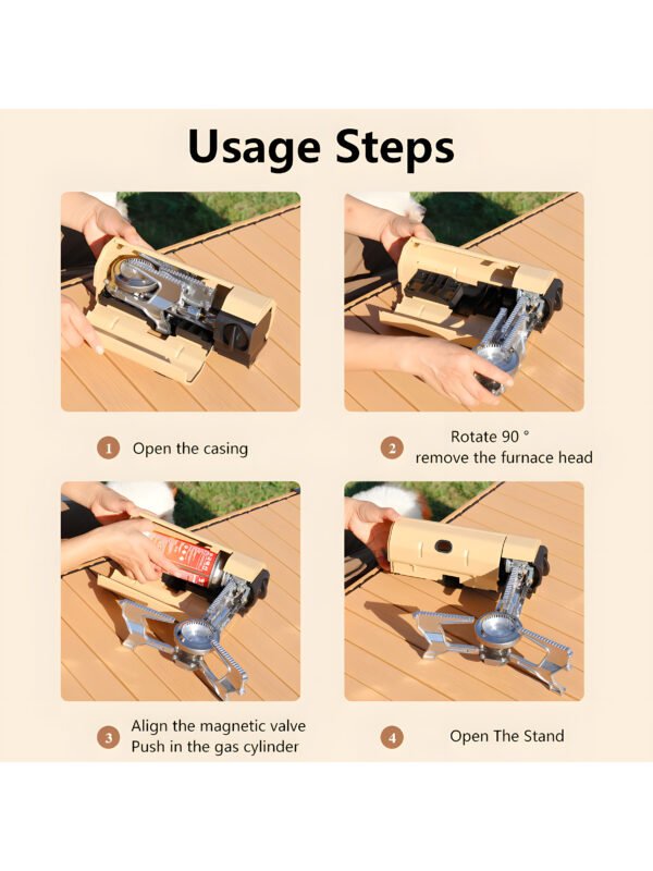 Portable Camping Gas Stove with Carrying Bag, Foldable Outdoor Cassette Burner for Hiking, Picnic & Camping